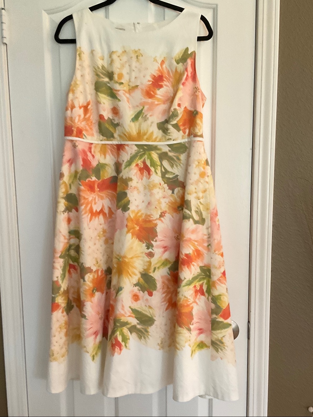 Floral Fit-and-Flare Kids Dress in Peach & Green